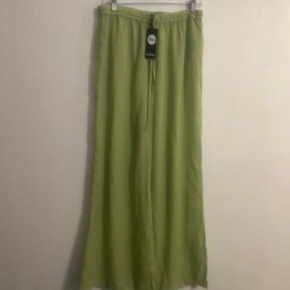 Boohoo Olive Plus Essential Sheer wide legs Beach trouser, size 16 - Picture 1 of 5